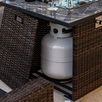 30 In. Wicker Steel Propane/Liquefied Petroleum Gas Outdoor Fire Pit Table in Espresso
