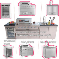 Outdoor Kitchen Island Built to Transform Backyards, 72000 BTU Gas Grill, Granite Countertops, 98 Inch