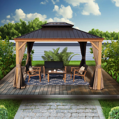Gazebo 12-Ft X 20-Ft Hardtop Roof Aluminum Gazebo (Screen Included)