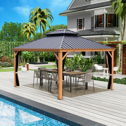 Gazebo 12-Ft X 20-Ft Hardtop Roof Aluminum Gazebo (Screen Included)