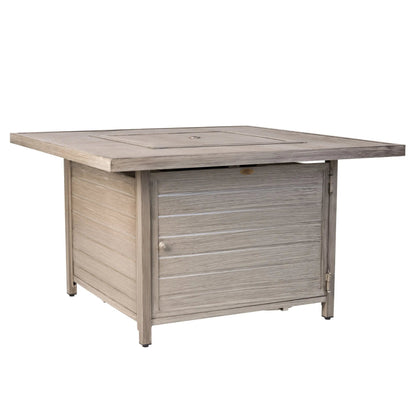 Langhorne 40" Square Woodgrain Aluminum Convertible Gas Fire Pit Table in Barnwood