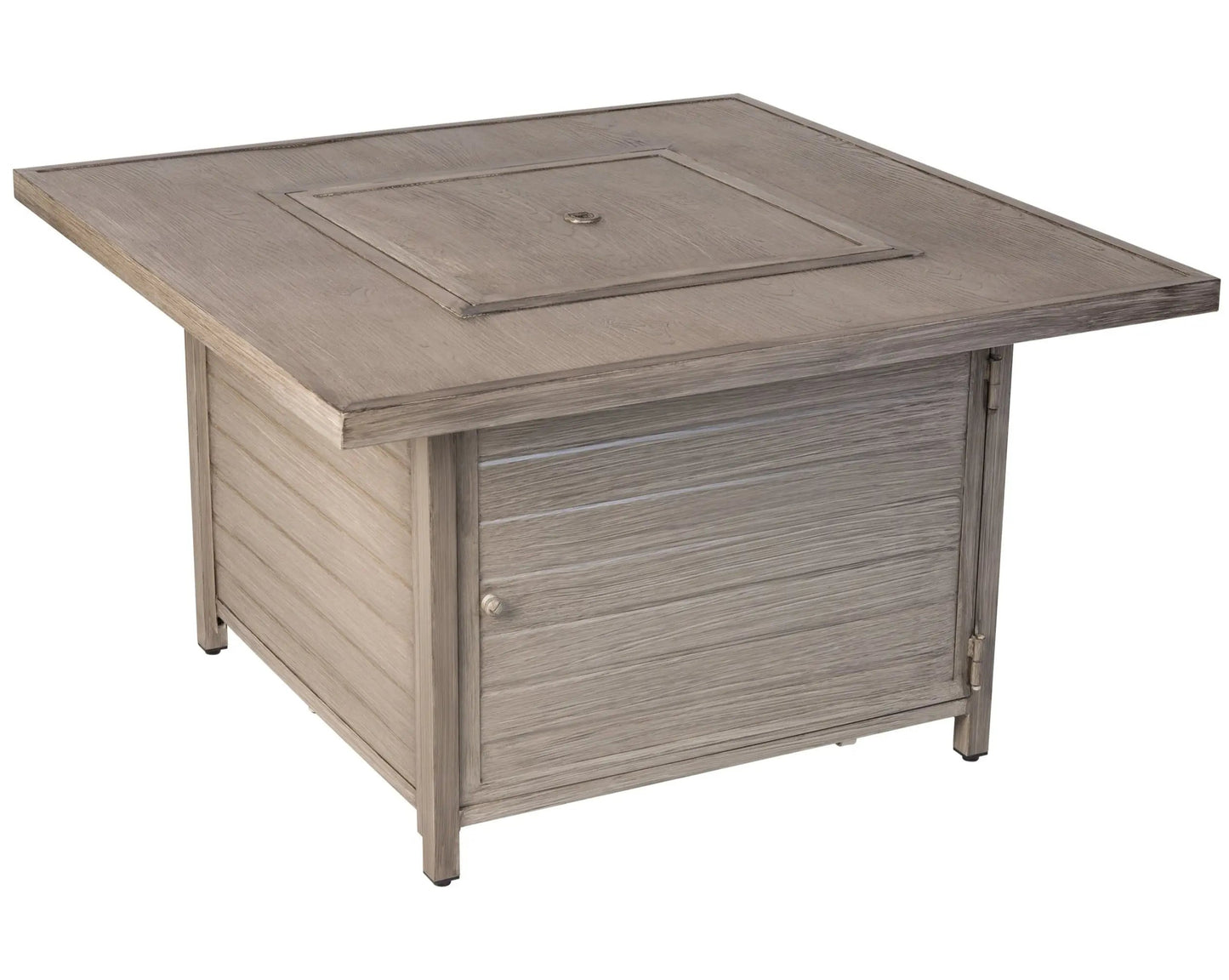 Langhorne 40" Square Woodgrain Aluminum Convertible Gas Fire Pit Table in Barnwood