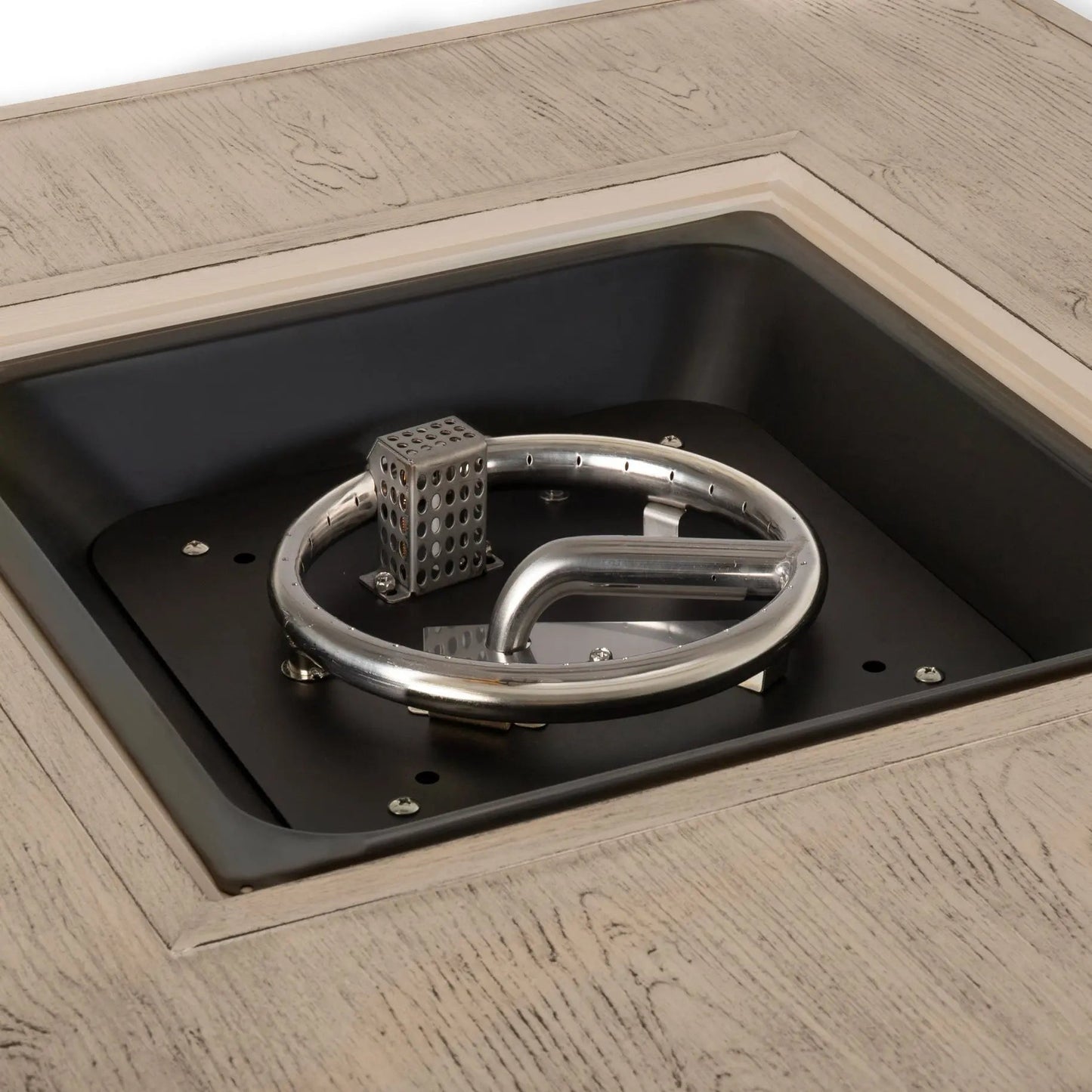 Langhorne 40" Square Woodgrain Aluminum Convertible Gas Fire Pit Table in Barnwood