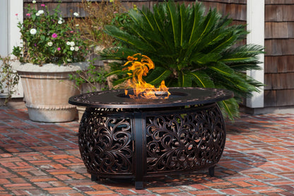 Toulon 48" Oval Filigree Aluminum Convertible Gas Fire Pit Table