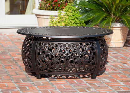 Toulon 48" Oval Filigree Aluminum Convertible Gas Fire Pit Table