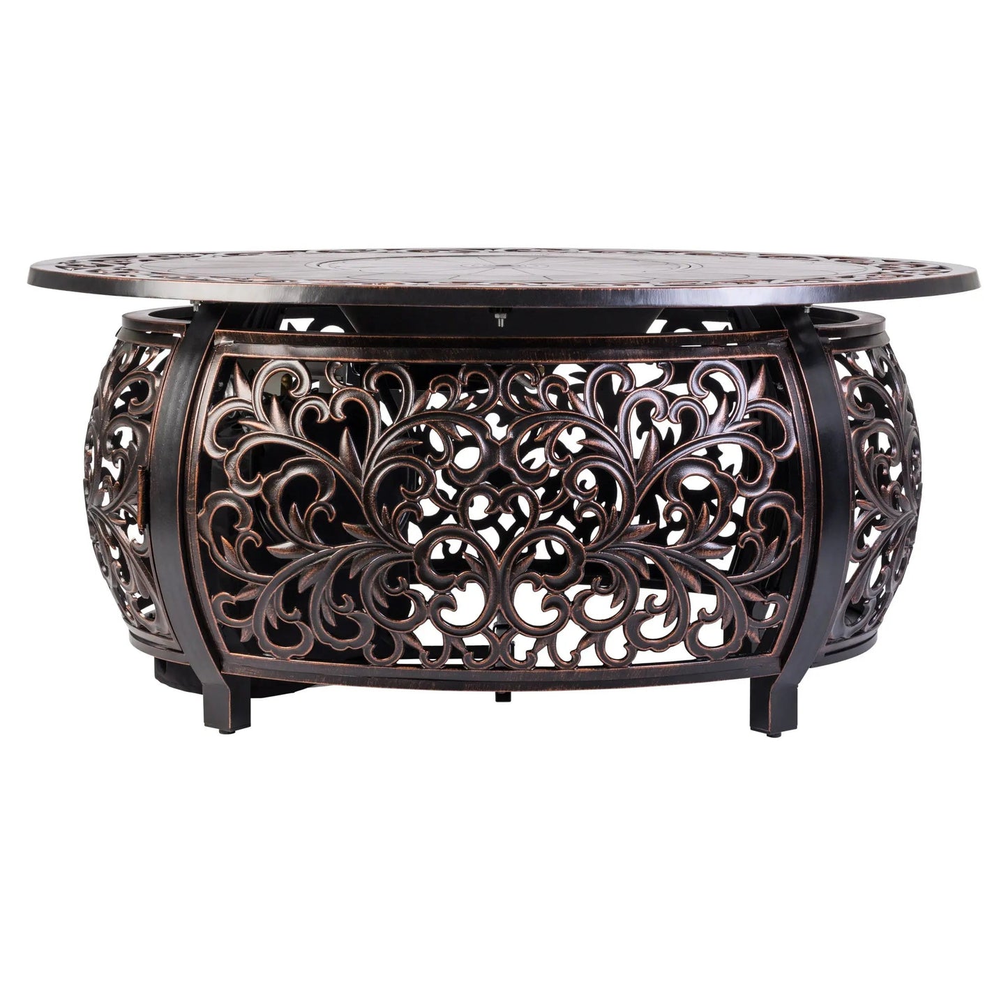 Toulon 48" Oval Filigree Aluminum Convertible Gas Fire Pit Table