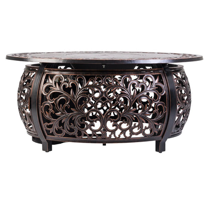 Toulon 48" Oval Filigree Aluminum Convertible Gas Fire Pit Table