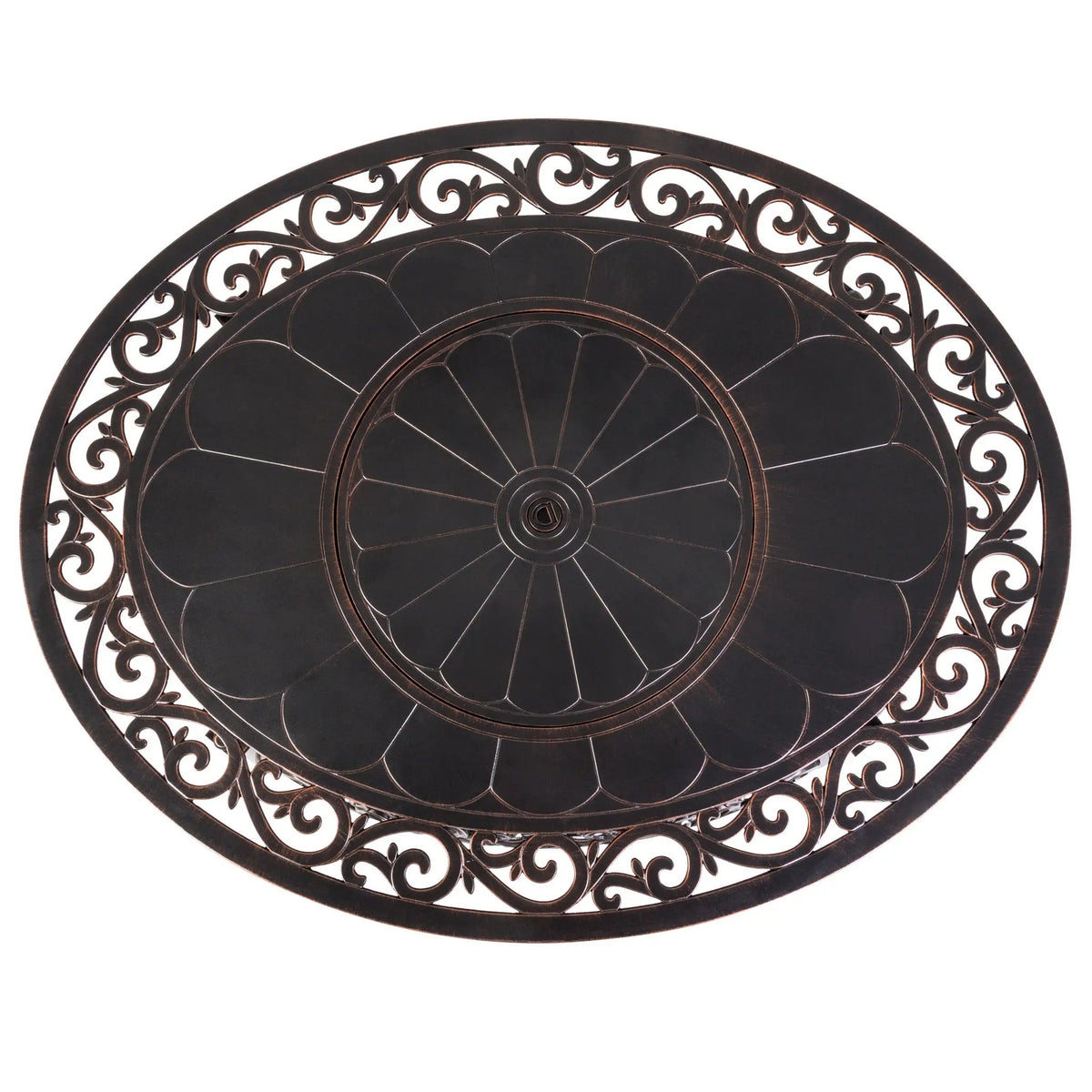 Toulon 48" Oval Filigree Aluminum Convertible Gas Fire Pit Table