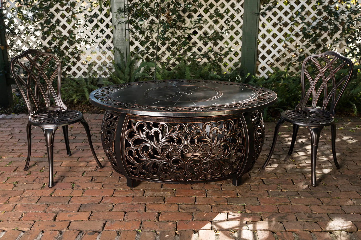 Toulon 48" Oval Filigree Aluminum Convertible Gas Fire Pit Table