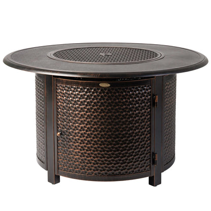 Weyland 42" Round Hammered Aluminum Convertible Gas Fire Pit Table