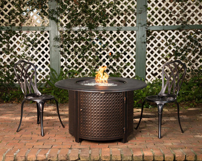 Weyland 42" Round Hammered Aluminum Convertible Gas Fire Pit Table
