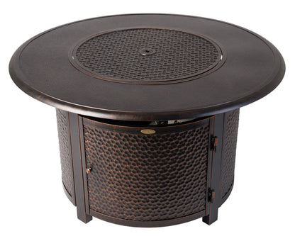 Weyland 42" Round Hammered Aluminum Convertible Gas Fire Pit Table