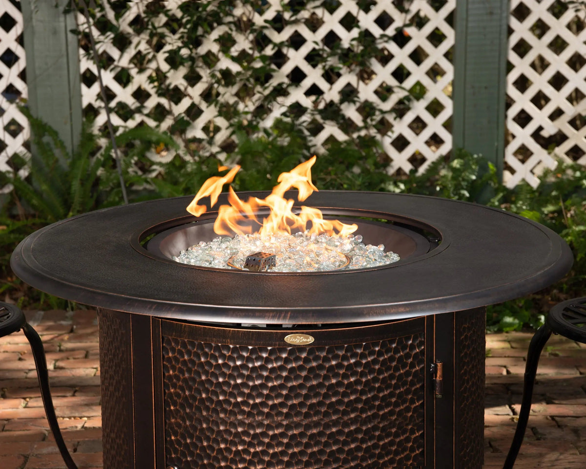 Weyland 42" Round Hammered Aluminum Convertible Gas Fire Pit Table