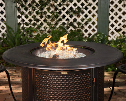 Weyland 42" Round Hammered Aluminum Convertible Gas Fire Pit Table
