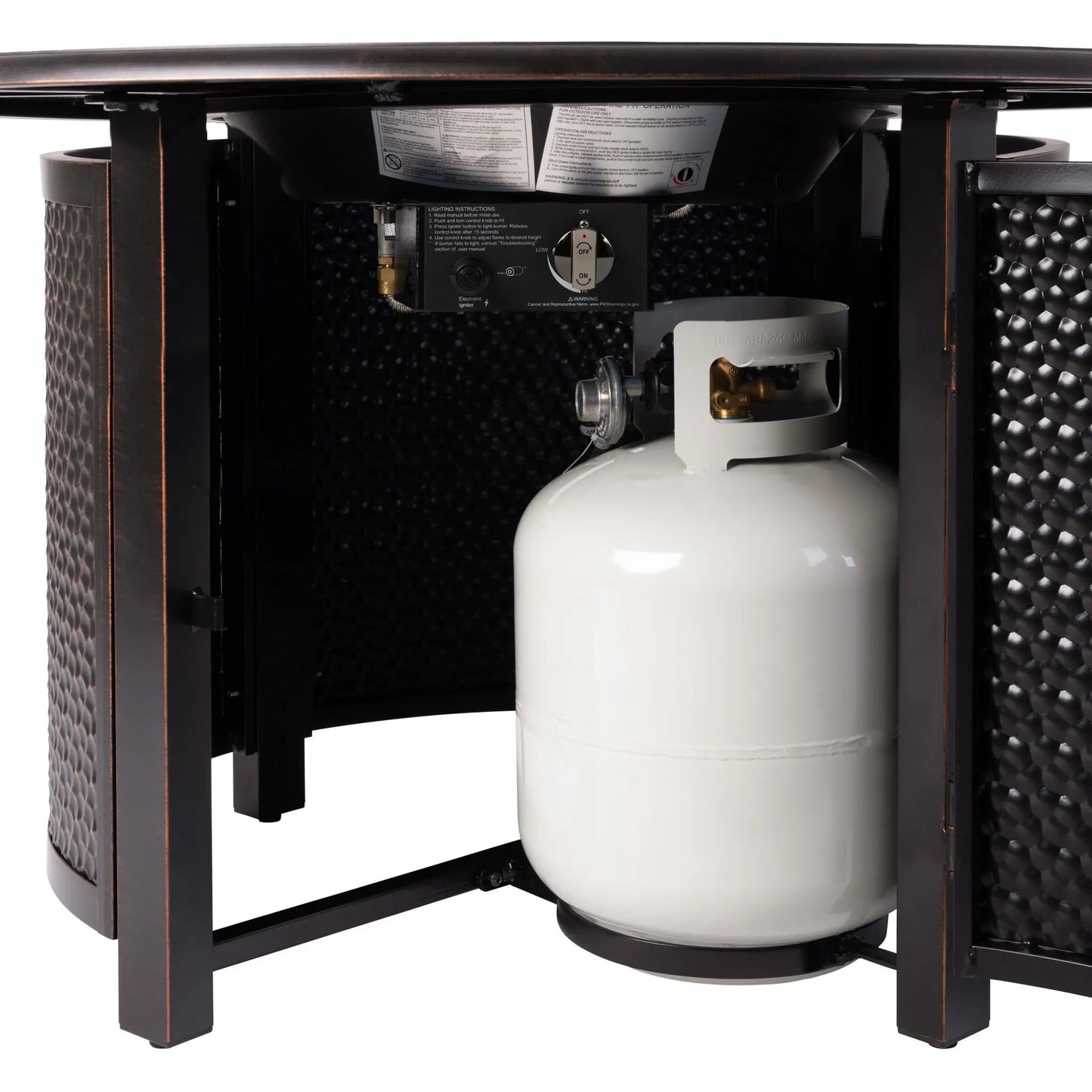 Weyland 42" Round Hammered Aluminum Convertible Gas Fire Pit Table