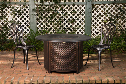 Weyland 42" Round Hammered Aluminum Convertible Gas Fire Pit Table