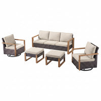 Outdoor Conversation Set Designed for All-Weather Use, 5 Pieces, Swivel Rocker Chairs, 50,000 BTU Fire Pit