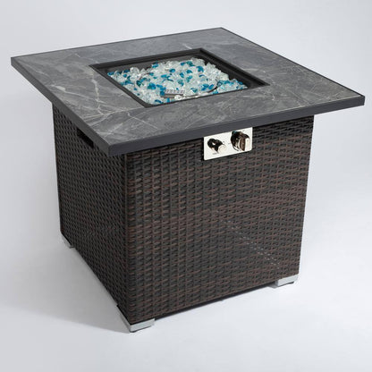 30 In. Wicker Steel Propane/Liquefied Petroleum Gas Outdoor Fire Pit Table in Espresso