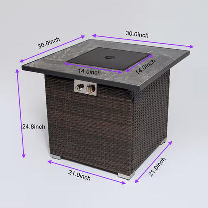 30 In. Wicker Steel Propane/Liquefied Petroleum Gas Outdoor Fire Pit Table in Espresso