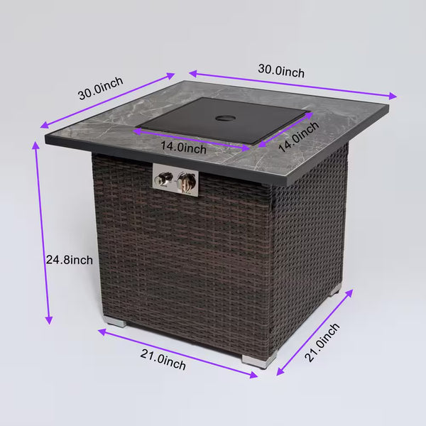 30 In. Wicker Steel Propane/Liquefied Petroleum Gas Outdoor Fire Pit Table in Espresso