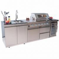 Outdoor Kitchen Island Built to Transform Backyards, 72000 BTU Gas Grill, Granite Countertops, 98 Inch