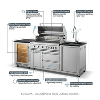 BBQ Island Outdoor Kitchen Kits, 4-Burner 72000 BTU Stainless Steel Modular 98 Inch Natural Gas Outdoor Kitchen Bar Barbecue Island Grill with Refrigerator and Sink for Patio Backyard — How It Works