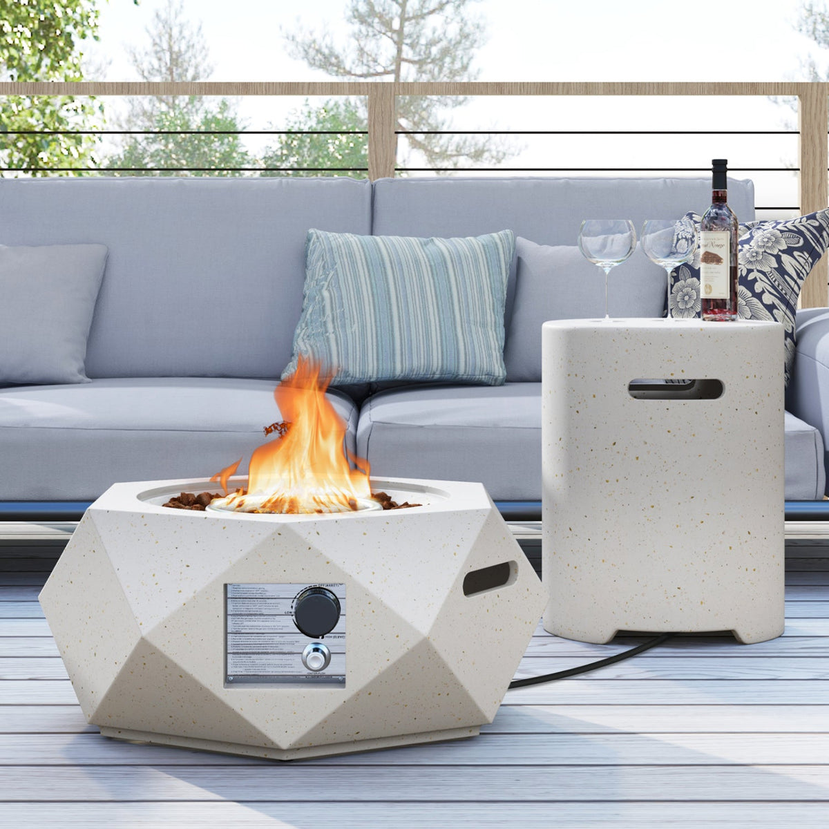 40 000 BTU Fire Pit Table Set with Stainless Steel Burner